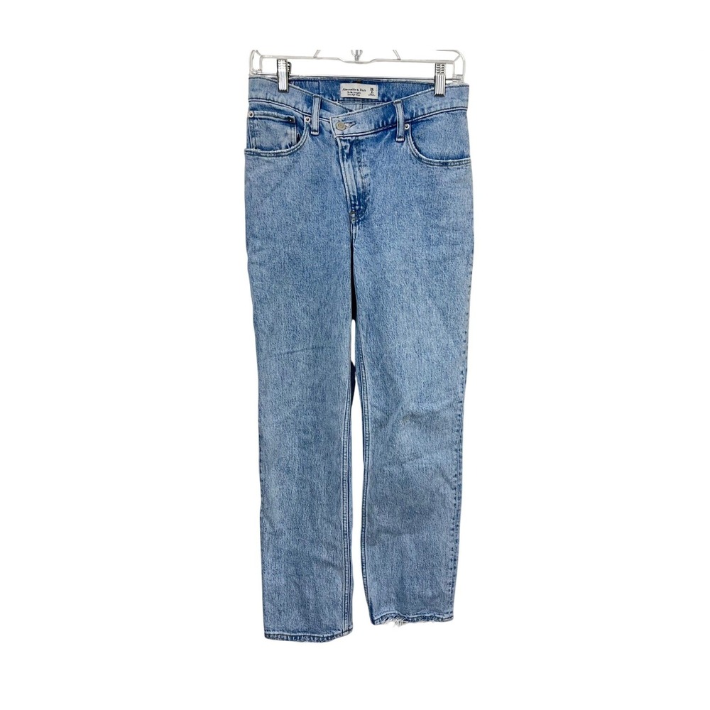Abercrombie & Fitch 90s Straight Jeans Womens 26/2S Light Wash Criss Cross Fly